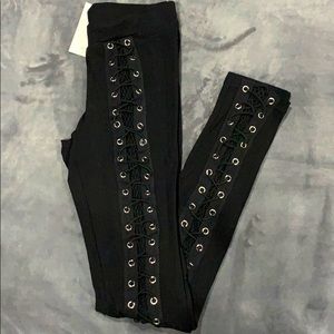 fishnet lace-up leggings